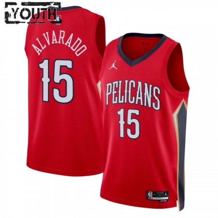 Dres New Orleans Pelicans Jose Alvarado 15 Jordan 2022-23 Statement Edition Crvena Swingman - Dječji